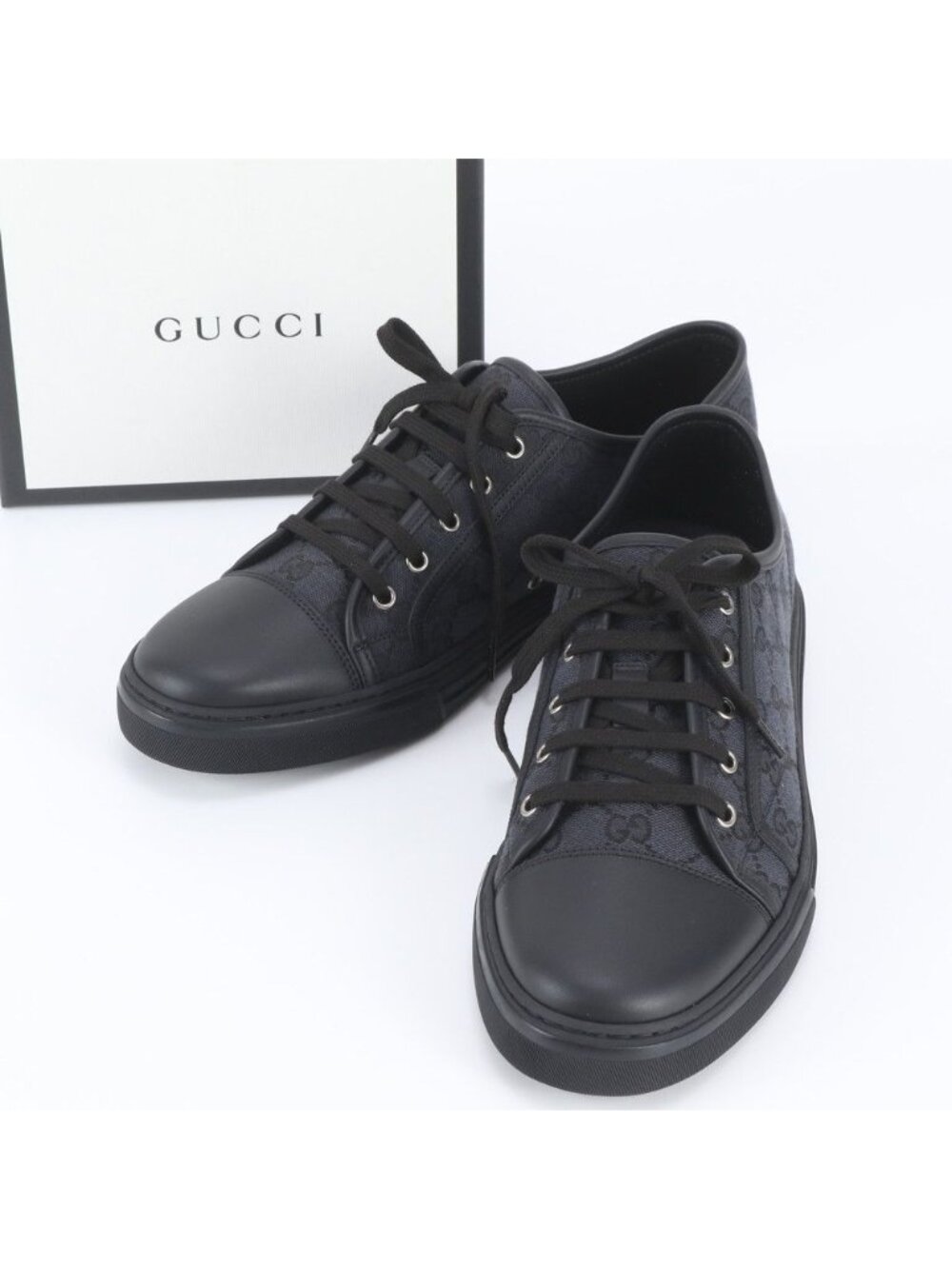 Gucci GG Canvas Leather Low-Top Sneakers Lace-up